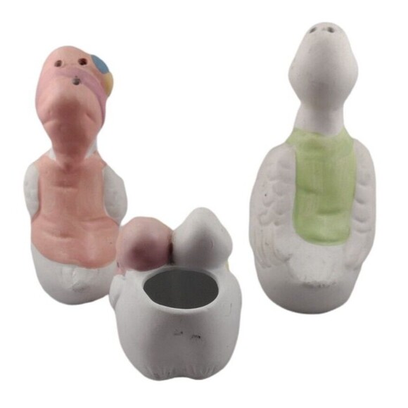 VTG Duck Family Salt Pepper Shaker Toothpick Cottagecore Spring Easter Ceramic - Picture 4 of 5